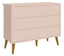 Ver imagem 1 de Cômoda 6 Gavetas Théo New Rosa Fosco com Madeira - Reller