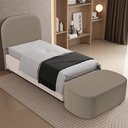 Ver imagem 2 de Cabeceira Cama Box 100cm Lanna com Puff Recamier Doha W01 Bouclê Bege - Lyam Decor