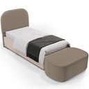 Ver imagem 1 de Cabeceira Cama Box 100cm Lanna com Puff Recamier Doha W01 Bouclê Bege - Lyam Decor
