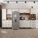 Ver imagem 3 de Armário de Cozinha Completa 8 Portas 8 Gavetas Grécia Madeirado/off White