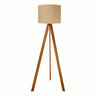 Abajur de Chão com Tripé Moderno e Cúpula de Linho Caqui - 1