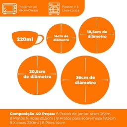 Aparelho de Jantar Oxford Brisa 40 Peças Cerâmica - 2