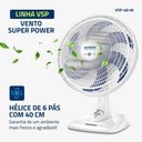 Ver imagem 2 de Ventilador de Mesa Mondial Super Power 6 Pás 140w 40cm Branco e Azul Vsp-40-w - 127v