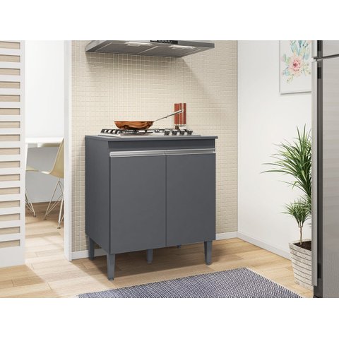 Balcão Cooktop Multiuso Andreia 4 ou 5 Bocas Cinza - Ajl Móveis