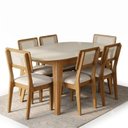 Ver imagem 2 de Conjunto para Sala de Jantar Mesa Orgânica e 6 Cadeiras Estofadas Encosto Telado 100% MDF Bolonha