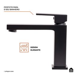 Torneira para Banheiro Misturador Monocomando Purangi Baixa Pingoo.casa - Preto - 3