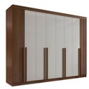 Ver imagem 2 de Guarda-Roupa Casal 100% MDF 8 Portas 8 Gavetas Imperio Ripado Marrom Castanho/Off White