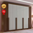 Ver mais imagens de Guarda-Roupa Casal 100% MDF 8 Portas 8 Gavetas Imperio Ripado Marrom Castanho/Off White