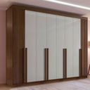 Ver imagem 1 de Guarda-Roupa Casal 100% MDF 8 Portas 8 Gavetas Imperio Ripado Marrom Castanho/Off White