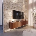 Ver imagem 1 de Rack Glimmer 1.7 Suspenso 100% MDF com Portas Ripadas para Sala de Estar – Canella