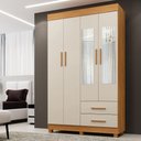 Ver imagem 2 de Guarda Roupa Leblon 4 Portas 2 Gavetas 5 Prateleiras com Espelho - Benetil