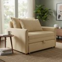 Ver imagem 1 de Poltrona-Cama Monica Retratil Macia Quarto Visita Sala Suede:Bege/Suede