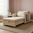 Ver imagem 2 de Poltrona-Cama Monica Retratil Macia Quarto Visita Sala Suede:Bege/Suede