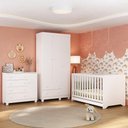 Ver imagem 1 de Quarto de Bebê Completo com Berço Americano 3 em 1 Allegra Multimóveis Mp4590 Branco
