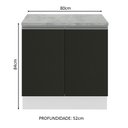 Ver imagem 2 de Balcão Madesa Glamy 80 cm 2 Portas Branco/Preto Cor:Branco/Preto