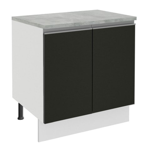Balcão Madesa Glamy 80 cm 2 Portas Branco/Preto Cor:Branco/Preto