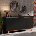 Ver imagem 2 de Balcão Buffet Flow 4 Portas Pés Madeira Maciça 163cm Ej Móveis