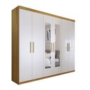 Ver imagem 3 de Guarda-roupa Casal Aurora Radiante 6 Portas 2 Gavetas com Espelho Marrocos/off White - Panorama Móve
