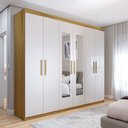Ver imagem 1 de Guarda-roupa Casal Aurora Radiante 6 Portas 2 Gavetas com Espelho Marrocos/off White - Panorama Móve