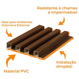 Kit 10 Painel Ripado de Madeira Pvc Cinza Mongo para Decoração Sala Quarto Cozinha 2,9m X 0,16m Open - 5