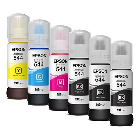 Combo 6 Refil Tinta Compatível 544 p/ L3110 L3150 L3160 L3250