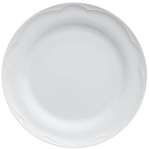 Jogo 12 Pratos Rasos 25cm Branco em Porcelana Germer Cottage Mesa Posta Almoço Jantar