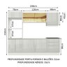 Armário de Cozinha Completa 100% MDF 250cm Frentes Branco Brilho Acordes Madesa XA01 - 4