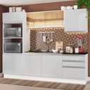 Ver imagem 1 de Armário de Cozinha Completa 100% MDF 250cm Frentes Branco Brilho Acordes Madesa XA01