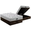 Ver imagem 1 de Cama Box Baú Queen: Colchão Ortopédico Probel D45 / Ep Guarda Costas Plus + Base Brown(158x198)