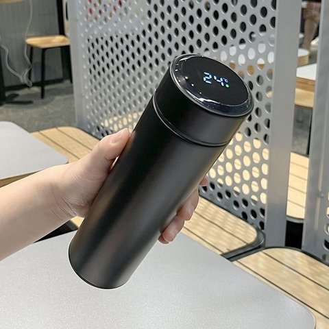 Garrafa Térmica MS704 500ml Inox Inteligente com Medidor de Temperatura Ideal para Viagens Escritóri