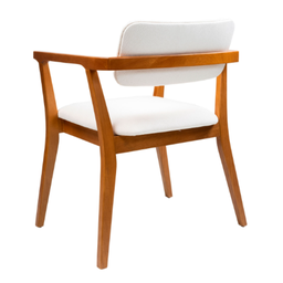 Cadeira de Jantar Giovana 59x82x61cm Braços Altos Madeira Maciça Estofado Linho Bege - 2