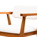 Ver imagem 3 de Cadeira de Jantar Giovana 59x82x61cm Braços Altos Madeira Maciça Estofado Linho Bege