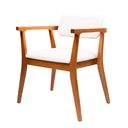 Ver imagem 1 de Cadeira de Jantar Giovana 59x82x61cm Braços Altos Madeira Maciça Estofado Linho Bege