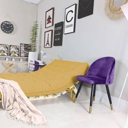 Futon Casal Tokio Sofa Cama Amarelo Acquablock com Madeira Maciça - 3