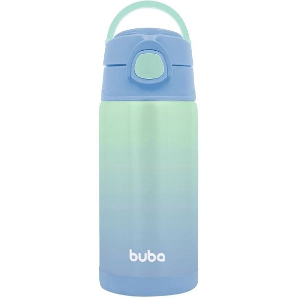 Copo Garrafa Termica Infantil com Canudo AÇO INOX 400ML Buba Azul - 3