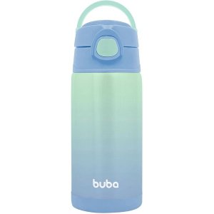 Copo Garrafa Termica Infantil com Canudo AÇO INOX 400ML Buba Azul