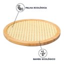 Ver imagem 3 de Bandeja Decorativa Redonda de Bambu e Palha Base Giratória