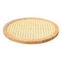 Ver imagem 1 de Bandeja Decorativa Redonda de Bambu e Palha Base Giratória