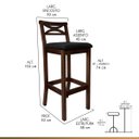 Ver imagem 3 de Kit 5 Banquetas Alta Estofada para Bancada Madri Madeira Capuccino Suede Preto Ccs