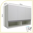 Ver imagem 2 de Armário Aéreo Multiuso 3 Portas com Nicho P/cozinha 100% Mdf