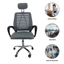 Ver imagem 2 de Cadeira Escritório Diretor Oficial Tela Mesh Apoio Nuca - Preto Cinza + E-book