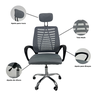 Cadeira Escritório Diretor Oficial Tela Mesh Apoio Nuca - Preto Cinza + E-book - 3