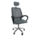 Ver imagem 1 de Cadeira Escritório Diretor Oficial Tela Mesh Apoio Nuca - Preto Cinza + E-book