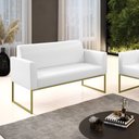 Ver imagem 2 de Sofá Namoradeira Base Industrial Dourado Marisa Corano Branco D03 - D'Rossi