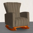 Ver imagem 2 de Poltrona Balanço C/ Puff Melinda Linho Marrom - Lm Decor