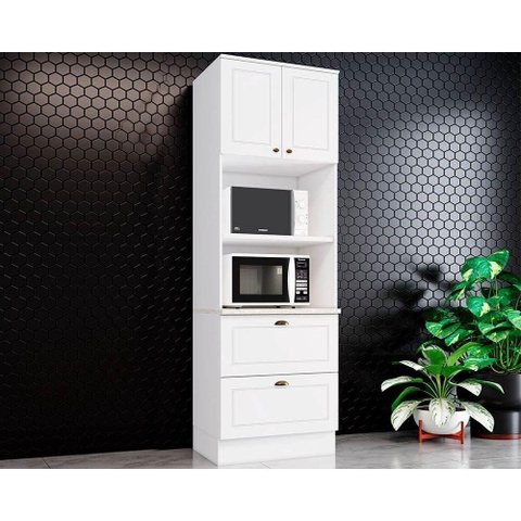 Torre Quente de Cozinha Paneleiro Americana 2 Forno C/2 Gavetas e 2 Portas 71x220cm Branco - Henn