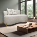 Ver imagem 2 de Sofá Orgânico 2 Lugares Living Grécia 1,45m Linho Bouclê Bege Sofa Store