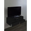 Ver imagem 3 de Rack para Tv Suspenso Bancada com Nicho e Gaveta Preto Laca