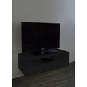 Ver imagem 1 de Rack para Tv Suspenso Bancada com Nicho e Gaveta Preto Laca
