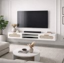 Ver imagem 1 de Rack Suspenso Santorini 2 Gavetas para Sala Mdf Classico 1.80m Cor Branco